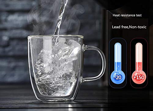 Glass Tea mug, Double Wall Glass Coffee Cups with Bamboo Lid, Tea Cups, Latte Cups, Glass Coffee Mug, Beer Glasses, Latte Mug, Clear Mugs, Glass Cappuccino Cups (400ML/13.5OZ) - Thumbnail 2