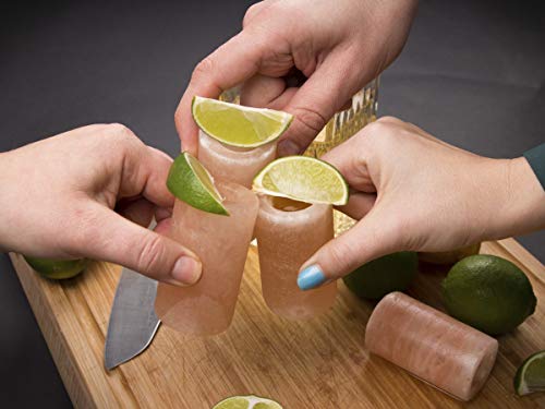 UMAID Natural Himalayan Salt Shot Glasses Set of 4, With Rose Wooden Serving Board 3" Pink Salt Glasses -Tequila Shot Glasses, Kosher & FDA Approved 100% Pure Natural Pink Himalayan Salt