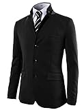 H2H Mens Casual Slim Fit Mandarin Collar Single Breasted Jacket