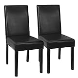 XtremepowerUS Urban Style Solid Wood Leatherette Padded Parson Dining Chair SET OF 2, Small Size ()