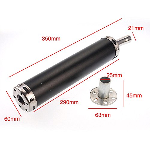 Ocamo 20MM Motorcycle Racing Black Exhaust Muffler Silencer 2 Stroke Exhaust Pipe Generic Use black