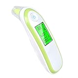 Elera Digital No Touch Infrared Forehead and Ear Thermometer Monitor With Probe Clinical Thermometer Gun for Fever for Infant Baby Kid Adult(Green)