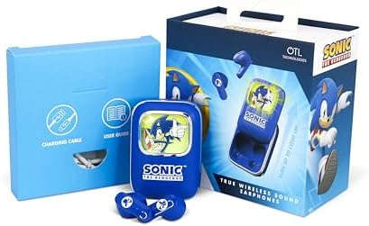 Sonic The Hedgehog Slide TWS Ecouteurs avec boitier de Recharge