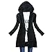 Weixinbuy Women Long Sleeves Cardigan Knitted Hooded Coat Black