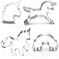 Unicorn Cookie Cutter Set by GONOMI, Larger Size, Food Graded Stainless Steel, Unicorn, Unicorn Head, Rainbow, Cute Baby Unicorn for Unicorn Party - 4 Pieces