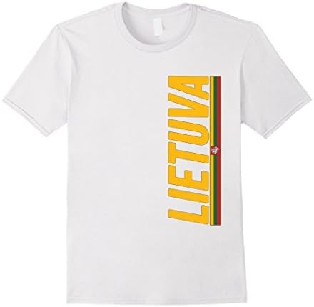 Men's LIETUVA T-shirt Lithuanian Gift Lithuania Flag Tee Souvenir Large White