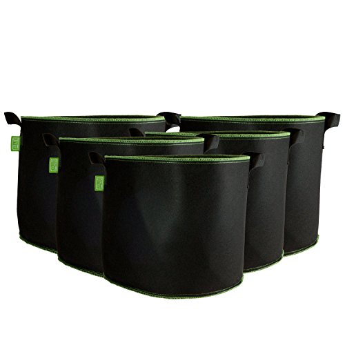 lohag® Premium Vliesstoff-Pflanzsack - 40 Liter, 5er Pack | Perfekt für Kräuter, Blumen, Gemüse & Zimmerpflanzen | Robuste, Wiederverwendbare Pflanzbeutel - Die Gesunde Alternative zum Blumentopf