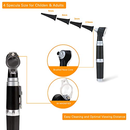 Otoscope Kit,Professional Diagnostic Ear Care Tool with 2.5V Halogen