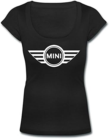 JYTees Cotton Tshirt Mini Cooper BlackWomens Scoop Neck T-Shirt Cotton Short Sleeve A0440
