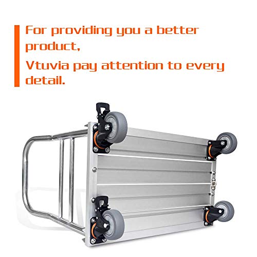 Vtuvia Folding Aluminum Platform Truck Flatbed Cart with Secure Brakes
