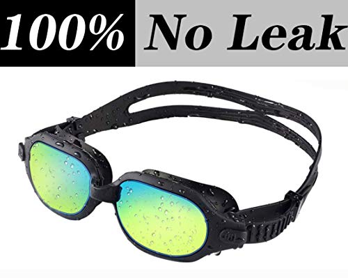 Aquior Swim Goggles, Streamlined Design Glass Leakproof Anti Fog UV Protection with Soft Silicone Nose Bride, Sport Goggles, Swimming Glass for Adult Youth Men Women
