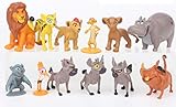 Deluxe Cake Toppers Cupcake Decorations 12 Set with 10 Figures From The Lion King Movie, Movie Sticker and LKRing Featuring Simba, Scar, Hyenas