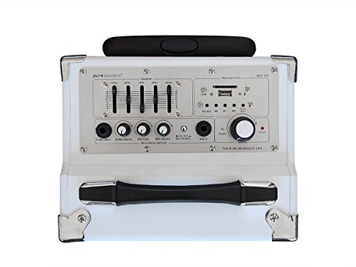 Pure Acoustics Portable Bluetooth Speaker Wireless PA System - Includes Wireless Mic Party Karaoke Machine Sound System with Telescoping Handle & Wheels Audio - MCP-100 Extreme Green Grille
