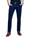 Match Mens Slim-Tapered Flat-Front Casual Pants(32W x 31L,Dark blue#1)