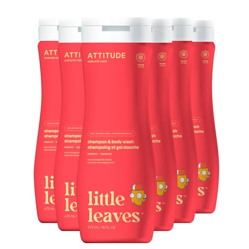 ATTITUDE Shampoo and Body Wash for Kids, EWG Verified Hair and Body Cleanser, D…
