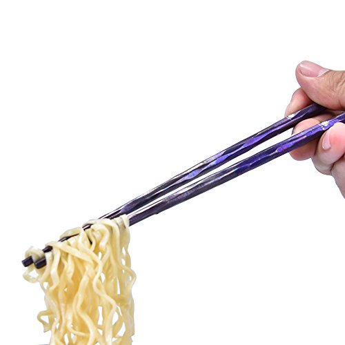 Kizer Titanium Chopsticks for Outdoor Camping Picnic Hiking, Handmade Chopsticks 8.58 Inches Easy to Hold, Kizer Purple T309A3