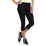 Danskin Now Womens Dri-More Cropped Leggings (Black, Large)