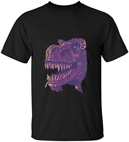 Yigenvren Men Wearing Earrings Smoking Purple Dinosaurs T-Shirt for Men XXL black
