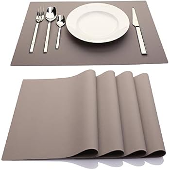 IYYI Silicone Placemats,Placemats for Kids,Placemats Set of 4 Waterproof Heat Resistant Non-Slip Kitchen Table Mats for Dining Table, Easy to Clean (Khaki)