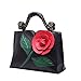 Celsino Women Handbag Clutch Purses Shoulder Bag Large Flower PU Leather with Wooden Handle Bags (Black)