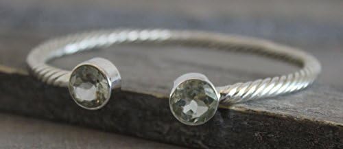 Prasiolite Green Amethyst Sterling Silver Cuff Bracelet