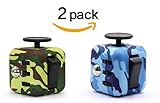 Fidget Cubes, Cubier (2-Pack) Anti-Anxiety Stress Relief Attention and Relaxing Dice Toy for Children and Adults (Camo Green and Blue)