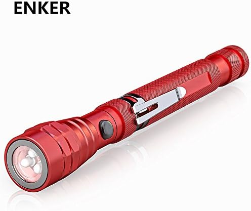ENKER Telescopic water resistant Flex-Head LED Flashlight with Extendable Head - Magnetic Pick up Home Tools by flashlight(Red)daily deals
