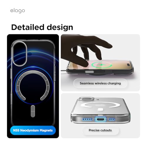 elago Funda Magnética Híbrida Transparente para iPhone 17 6,3'' - Compatible con MagSafe, Tecnología PC+TPU, Cristal Claro, Funda Protectora Antigolpes, Perfil Delgado (Clear)
