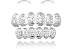 SSyang 18K Hip Hop Teeth, Grills for Mouth Braces Decoration, with 2 Silicone Moldings Hip Hop Teeth, Grills for Mouth Top Bo