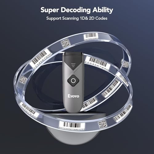 Eyoyo Mini 2D Wireless Barcode Scanner with Portable Scan Sensor 1D QR Code Scanner, Bluetooth/2.4G Wireless Pocket Inventory Reader for Tablet iPhone Android iOS PC