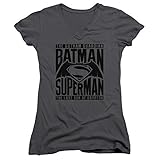 Batman Vs Superman Title Fight Juniors V-Neck Shirt