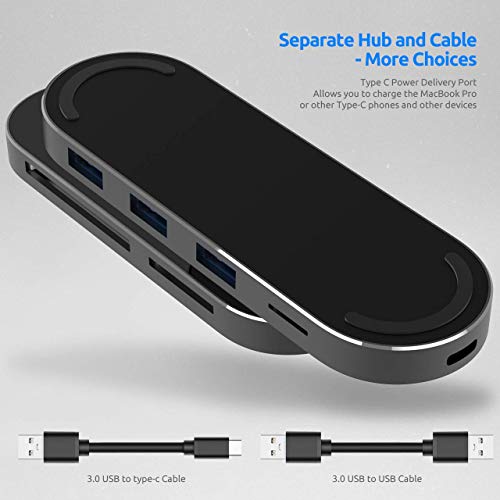 USB C Hub Adapter Aluminum Slim USB C 7-in-1 Reader with USB 3.0 Ports TF SD Card Reader Type C Anti-wear Mirror Surface Power Delivery Compatible for MacBook Pro Phone Other USB C Devices