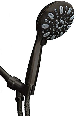 Luxury Spa Series: Bronze Hand Held Shower Head, 5 inch 6 Spray Settings Handheld Showerhead with Extra-Long Stainless Steel Hose, Experience MAXX Comfort and Elegance (Oil Rubbed Bronze)