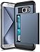 SAMONPOW Case for Samsung Galaxy S7 Edge Dual Layer Protective Shell Galaxy S7 Edge Wallet Case Hard PC Soft TPU Inner Rubber Bumper Card Slot Back Shockproof Cover for Galaxy S7 Edge Dark Blue