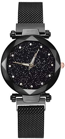 Women Rhinestone Watch,veyikdg Ladies Magnetic Attraction Stainless Steel Strap Diamond Round Starry Sky Wrist Watches Female Luxury Dress Bracelet Girls Crystal Quartz Casual Wristwatch