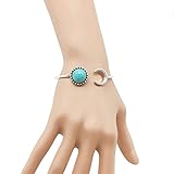 Susenstone Bohemian Alloy Moon Shape Turquoise Ethnic Boho Gypsy Cuff Bangles