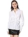 Allegra K Women's Long Sleeve White Office Shirt Button Down Work Ruched Front Tops White L (US 14)