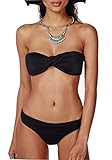 HelloTem Twist Bandeau Bikini Set Two Pieces Swimwear Swimsuit for Women