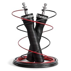 Springtouw Speed Rope met Trainingsgids + Reservekabel | 2 verstelbare staalkabels, kogellagers, Antislip Handvatten…