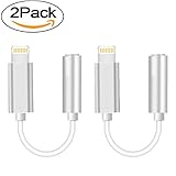 [2 Pack]Headphone Adapter to 3.5mm earbuds Jack Adapter Earphone for iPhone 7 and 7 Plus Lightning Connection Converter (Silver)