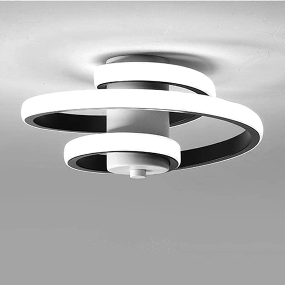 Comely Modern LED Ceiling Lights, 22W Elegant Spiral Design LED Ceiling Lamp, Black Small Ceiling Chandelier Lighting Fixture for Bedroom Cloakroom Kitchen Balcony Hallway Office, Cold White 6500K