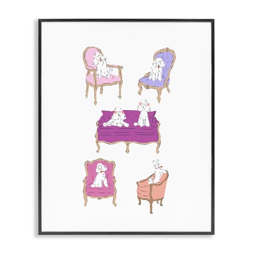 Stupell Industries French Chairs and Poodles Black Framed Giclee Art design by…