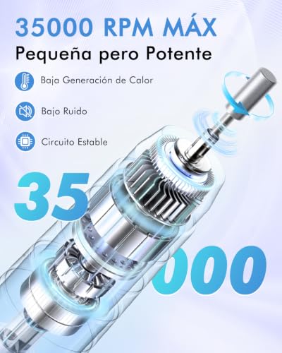CozyZen Professional Electric Nail Drill Machine, 35000RPM with LCD Display, Manual/Pedal Control and Quiet Operation, for Acrylic/Gel Nails - Home & Salon Use (Blue)