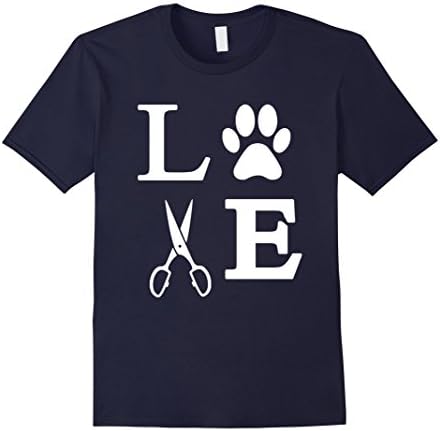 Mens Love Dogs Dog Groomer Paw Print Grooming Cute T-Shirt XL Navy