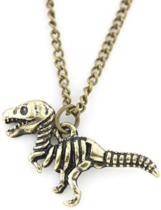 Cute Gold Tone Little Dinosaur Pendant Short Chain Necklace (Antique Gold Tone)
