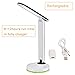 HPcom Desk Table Lamp LED, Cordless, Rechargeable, Portable, Foldable, Dimmable White 3 Brightness Levels, Touch Controls, Color Changing Base Light Great Gift for Kids (White)