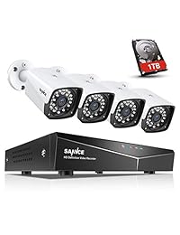 SANNCE 1080P Full HD sistema de cámara de seguridad con disco duro de 1 TB, cuatro cámaras CCTV 1920TVL al aire libre, fácil instalación PoE, sistema de vigilancia de vídeo en red Plug & Play