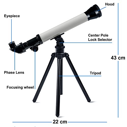 Telescope for kids , TAISHAN Nature Exploration Toys Educational Kids Science Telescope Plastic Toy for Beginners 3 Magnification Eyepieces and Tripod Easy to Use (gray)