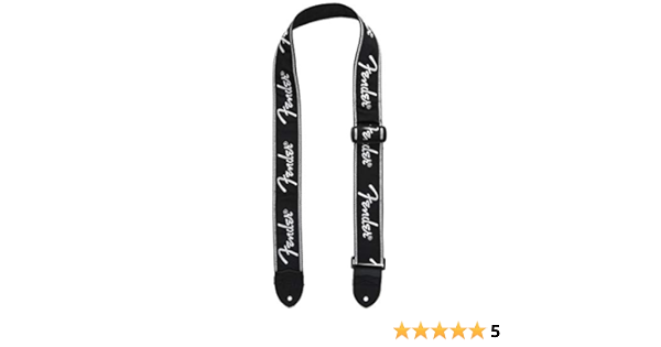 Fender Running Spaghetti Logo Strap Black. Correa: Amazon.es ...