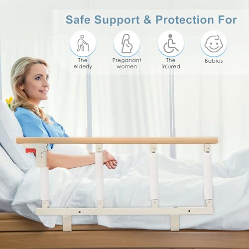 Thalyrnn Folding Bed Grid for Elderly 97 x 40 cm, Bed Safety Grid with Handle for Most Beds, Fall Protection and Bed Restriction for Elderly and
